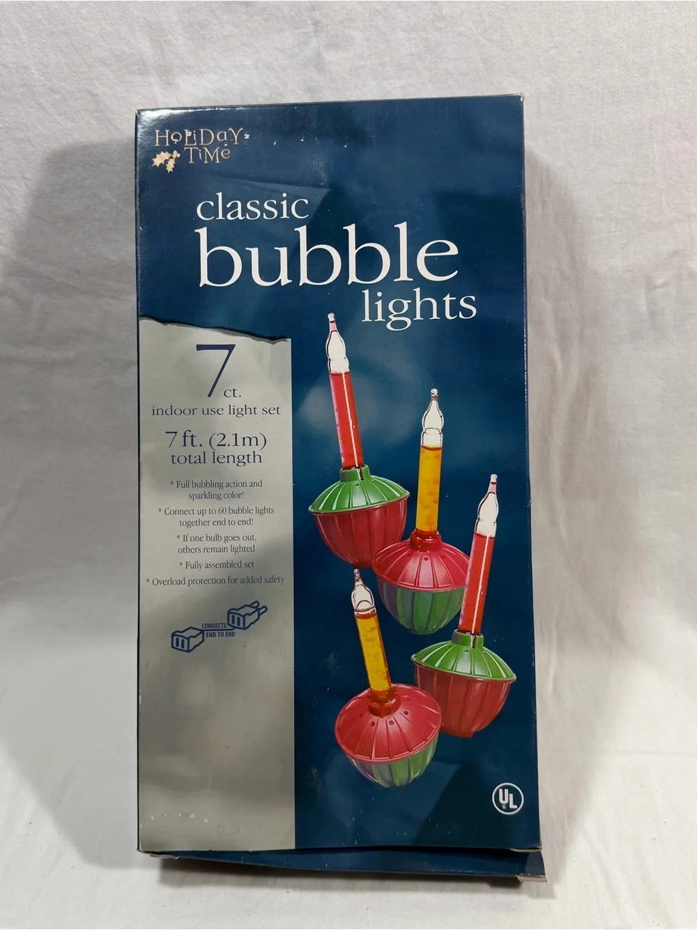 Holiday Time Vintage Red & Green Bubble String Light Set 7 Count Working
